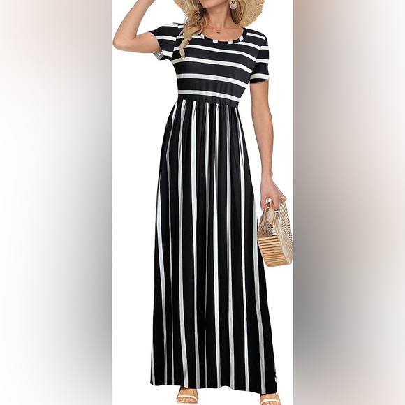 Dresses & Skirts - Women’s Shirt Sleeve Casual Long Maxi Dress w Pockets. Medium